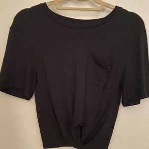 Cropped black pocket tee